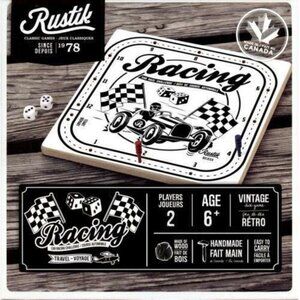 Made in Canada Rustik Classic Travel  Board Game - Racing Bilingual For Age 6+